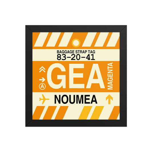 GEA Nouméa Framed Print • Jet Age Baggage Tag Design • YHM Designs - Image 02