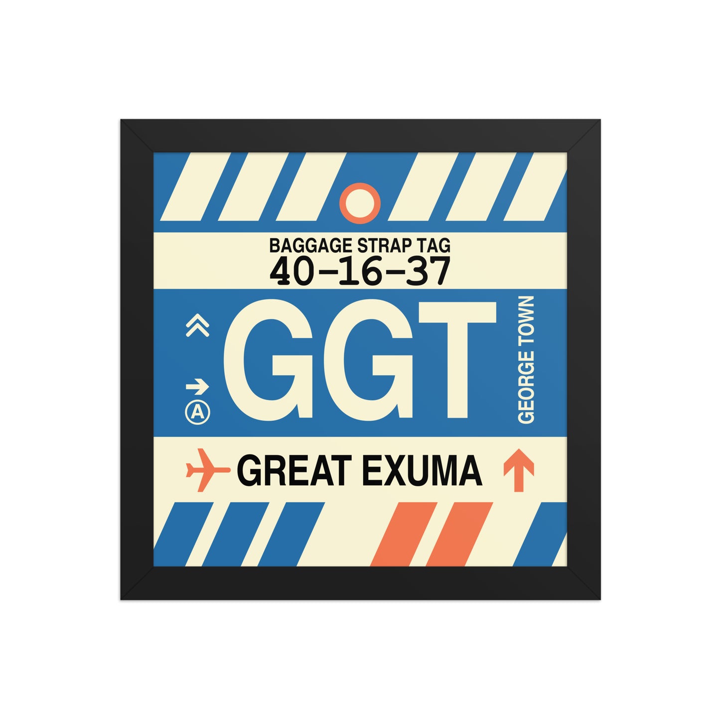 GGT Great Exuma Framed Print • Jet Age Baggage Tag Design • YHM Designs - Image 02