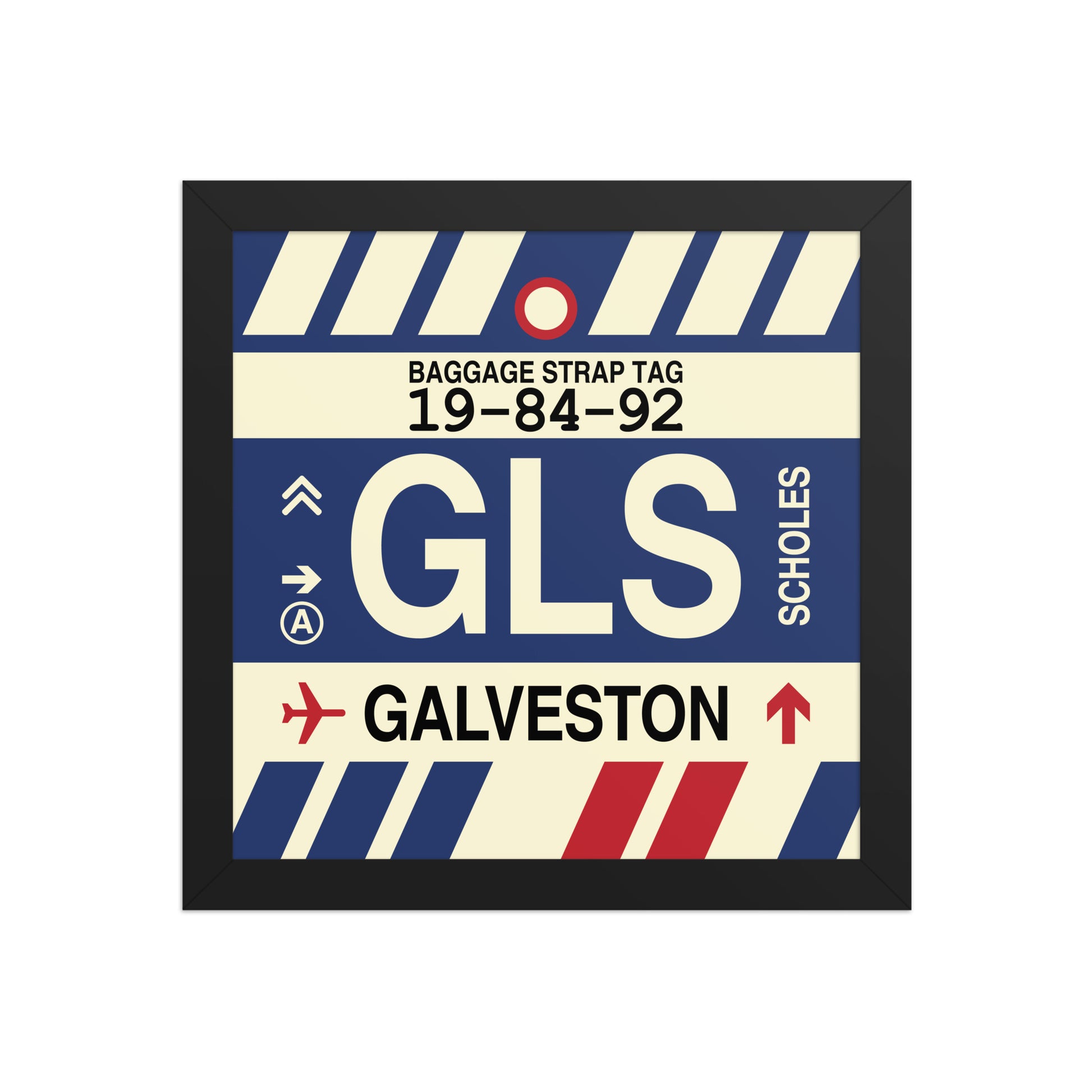 GLS Galveston Framed Print • Jet Age Baggage Tag Design • YHM Designs - Image 02