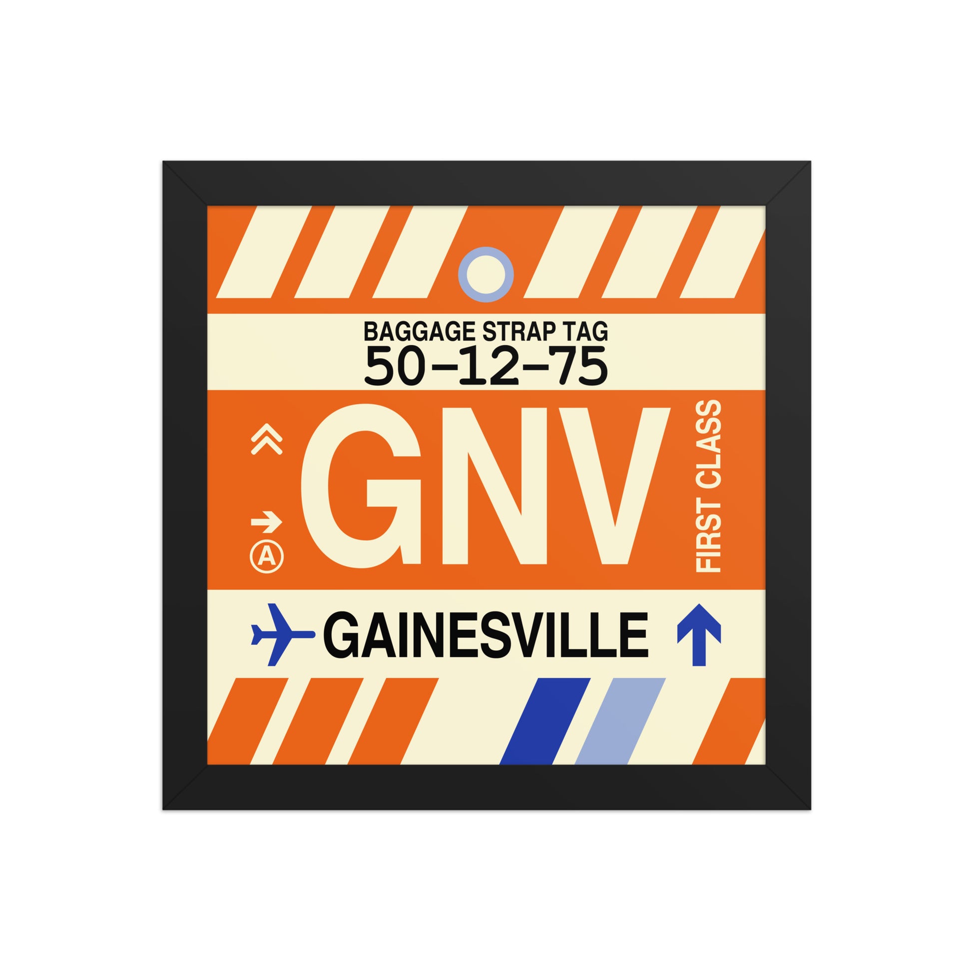GNV Gainesville Framed Print • Jet Age Baggage Tag Design • YHM Designs - Image 02