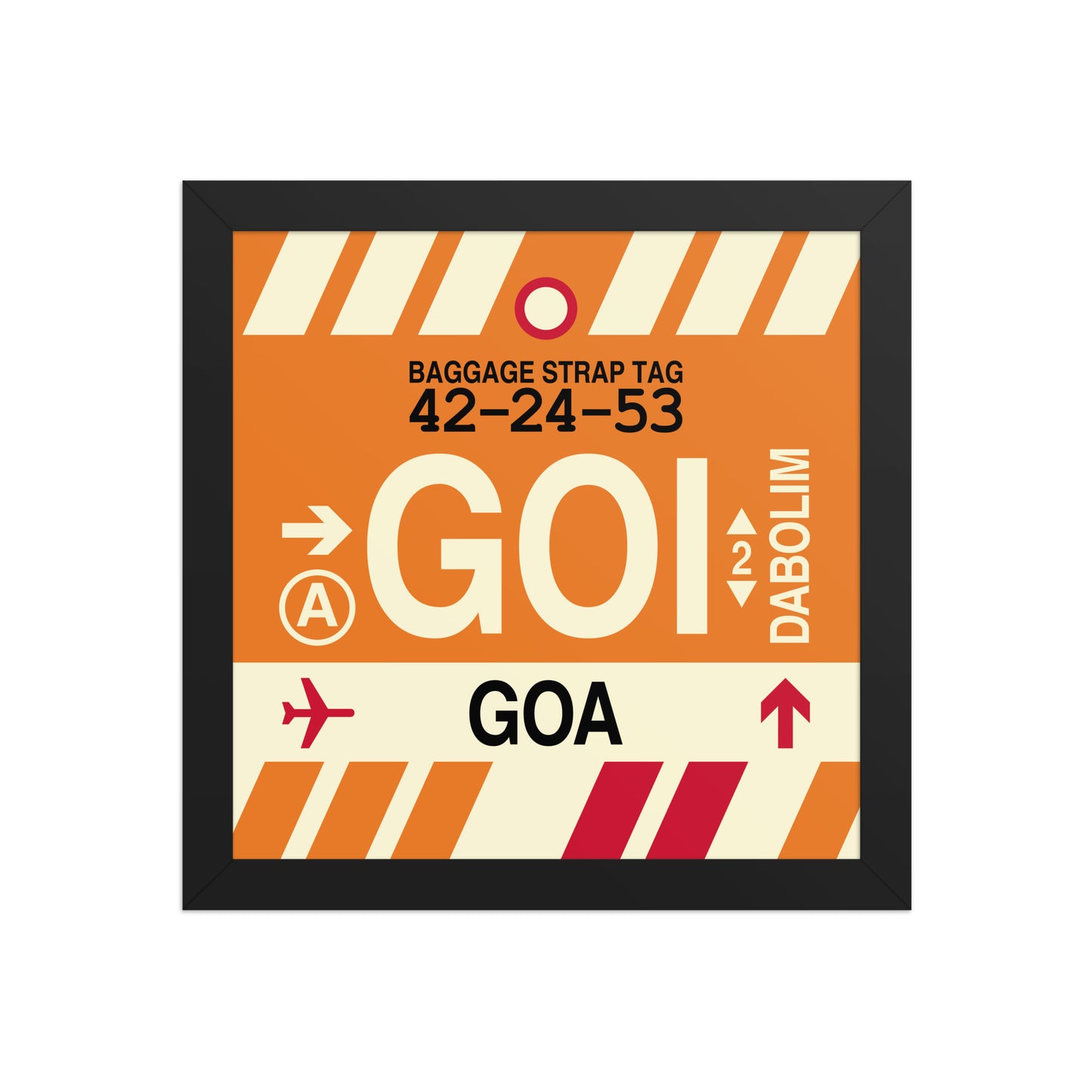 GOI Goa Framed Print • Jet Age Baggage Tag Design • YHM Designs - Image 02