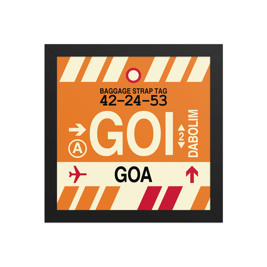 GOI Goa Framed Print • Jet Age Baggage Tag Design • YHM Designs - Image 02