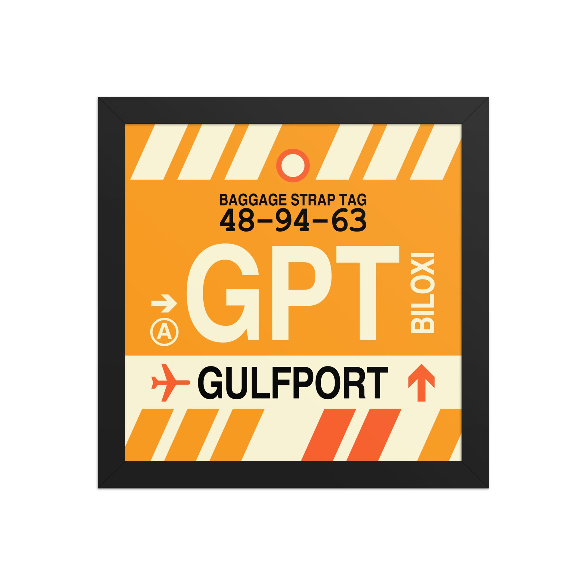 GPT Gulfport-Biloxi Framed Print • Jet Age Baggage Tag Design • YHM Designs - Image 02