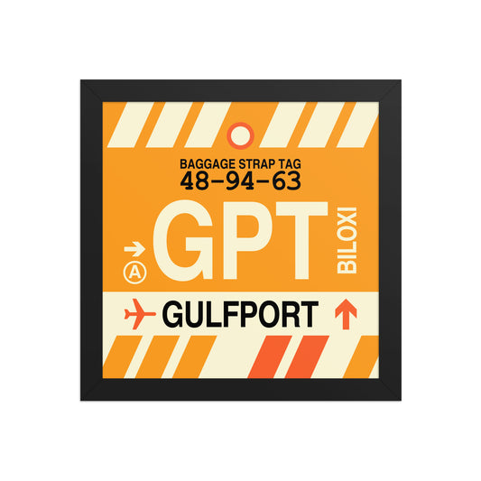 GPT Gulfport-Biloxi Framed Print • Jet Age Baggage Tag Design • YHM Designs - Image 02
