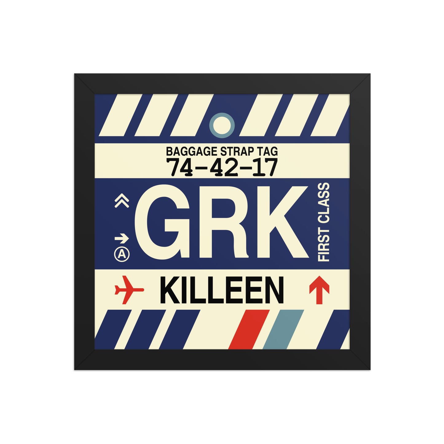 GRK Killeen Framed Print • Jet Age Baggage Tag Design • YHM Designs - Image 02