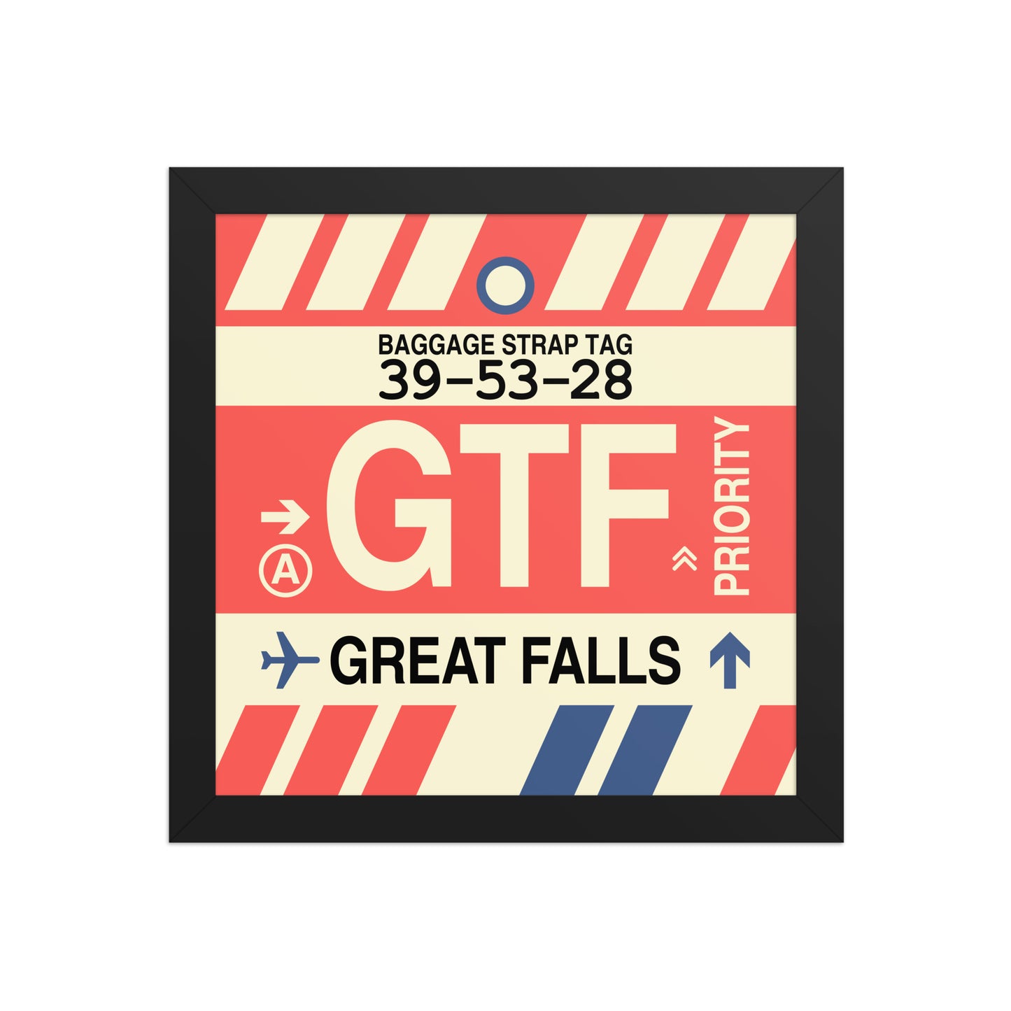 GTF Great Falls Framed Print • Jet Age Baggage Tag Design • YHM Designs - Image 02