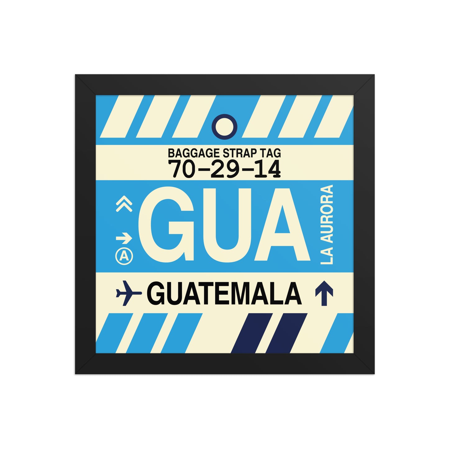 GUA Guatemala City Framed Print • Jet Age Baggage Tag Design • YHM Designs - Image 02