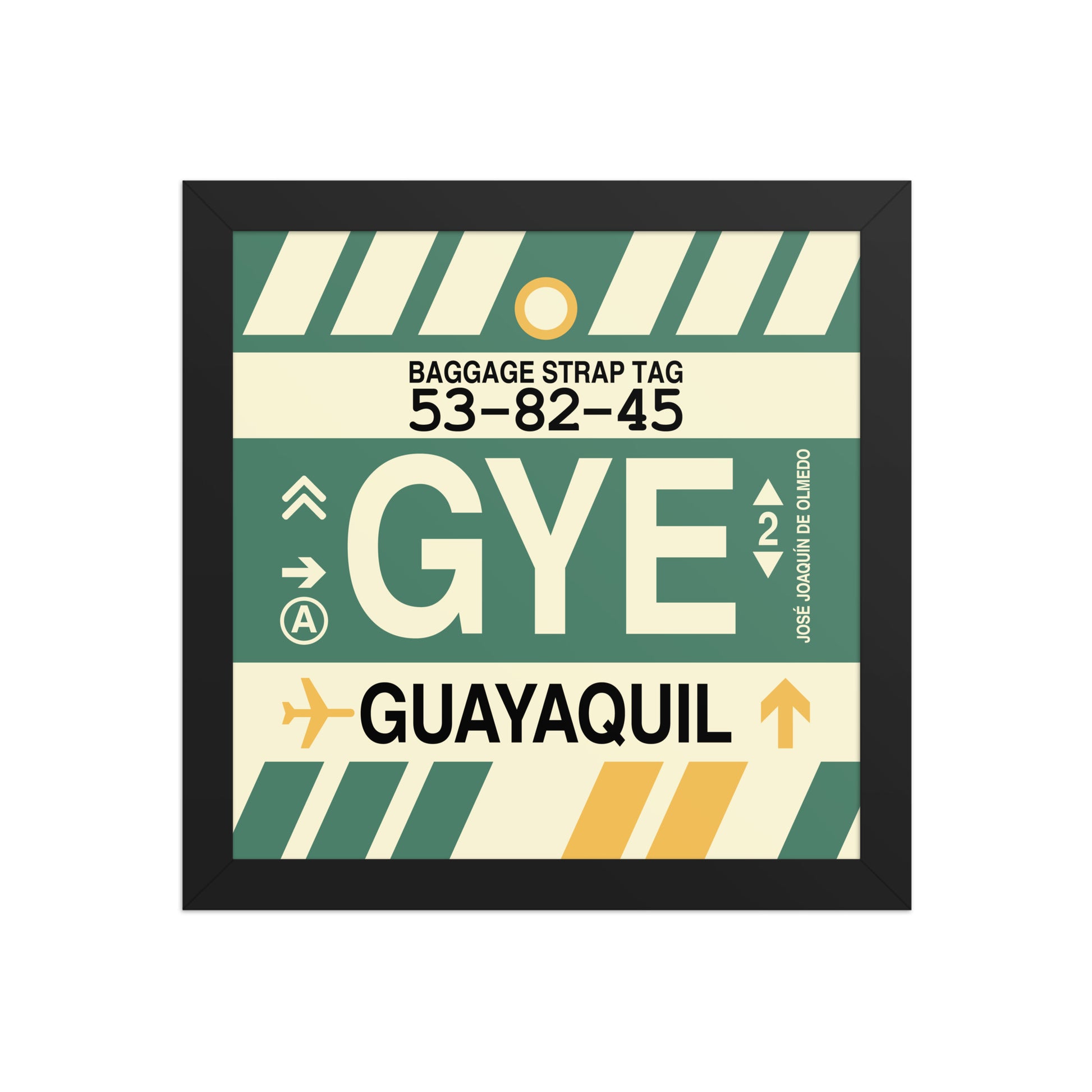 GYE Guayaquil Framed Print • Jet Age Baggage Tag Design • YHM Designs - Image 02