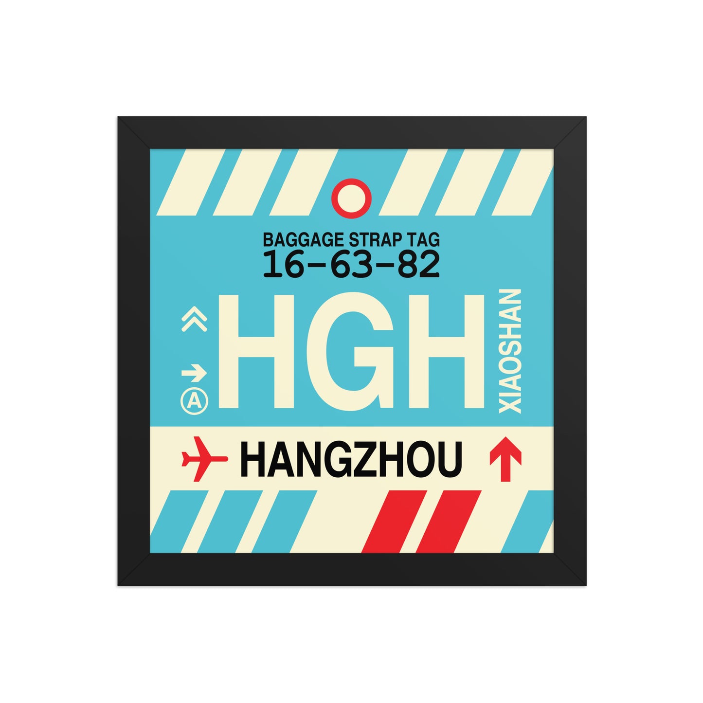 HGH Hangzhou Framed Print • Jet Age Baggage Tag Design • YHM Designs - Image 02