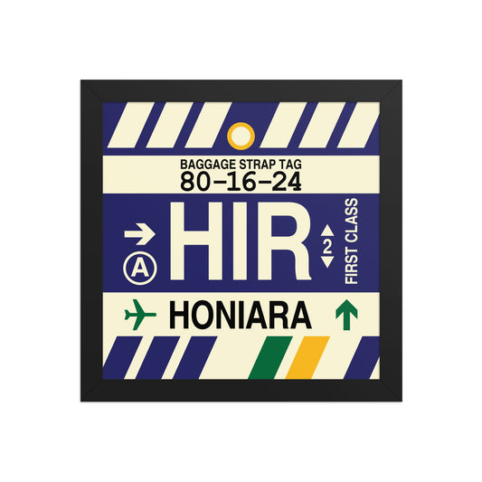 HIR Honiara Framed Print • Jet Age Baggage Tag Design • YHM Designs - Image 02