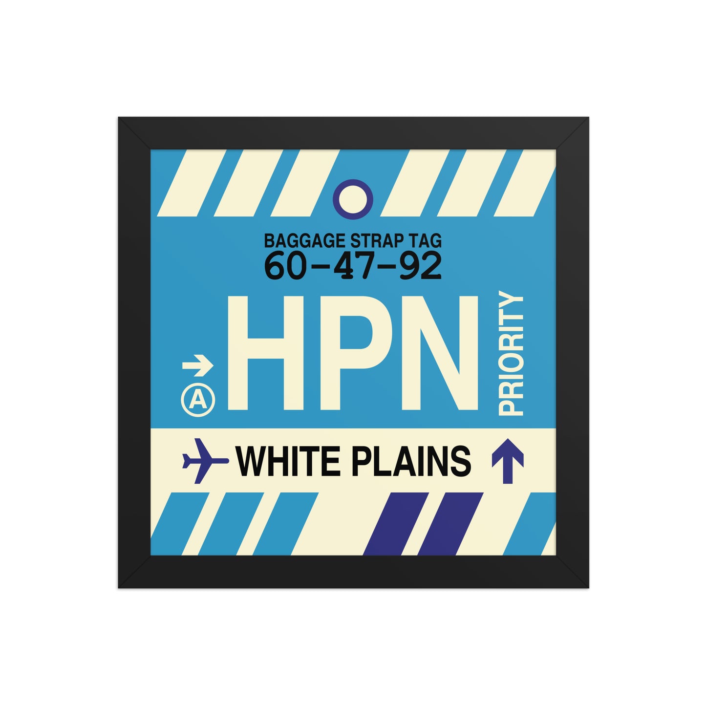 HPN White Plains Framed Print • Jet Age Baggage Tag Design • YHM Designs - Image 02