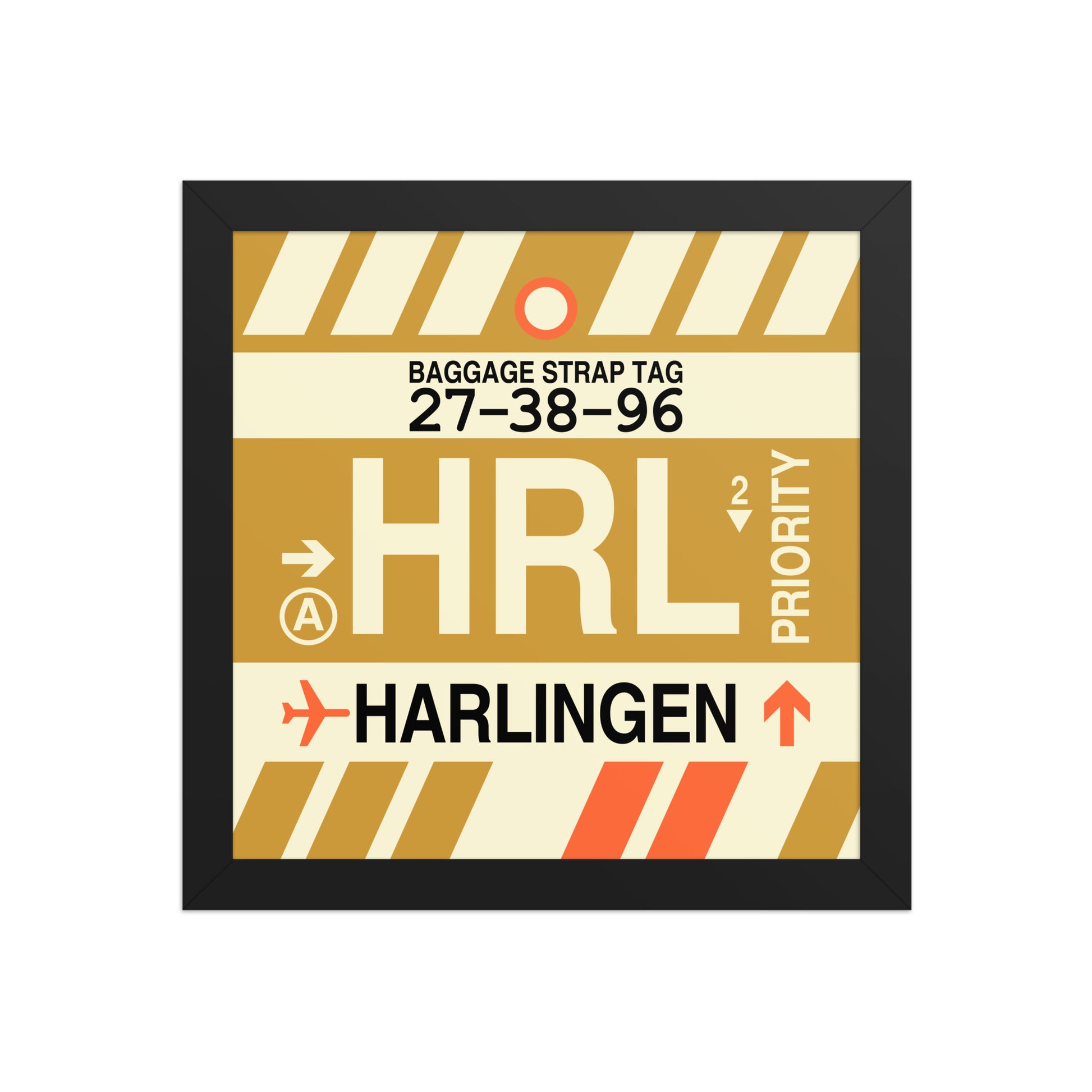 HRL Harlingen Framed Print • Jet Age Baggage Tag Design • YHM Designs - Image 02