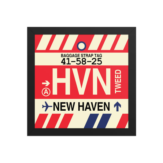 HVN New Haven Framed Print • Jet Age Baggage Tag Design • YHM Designs - Image 02