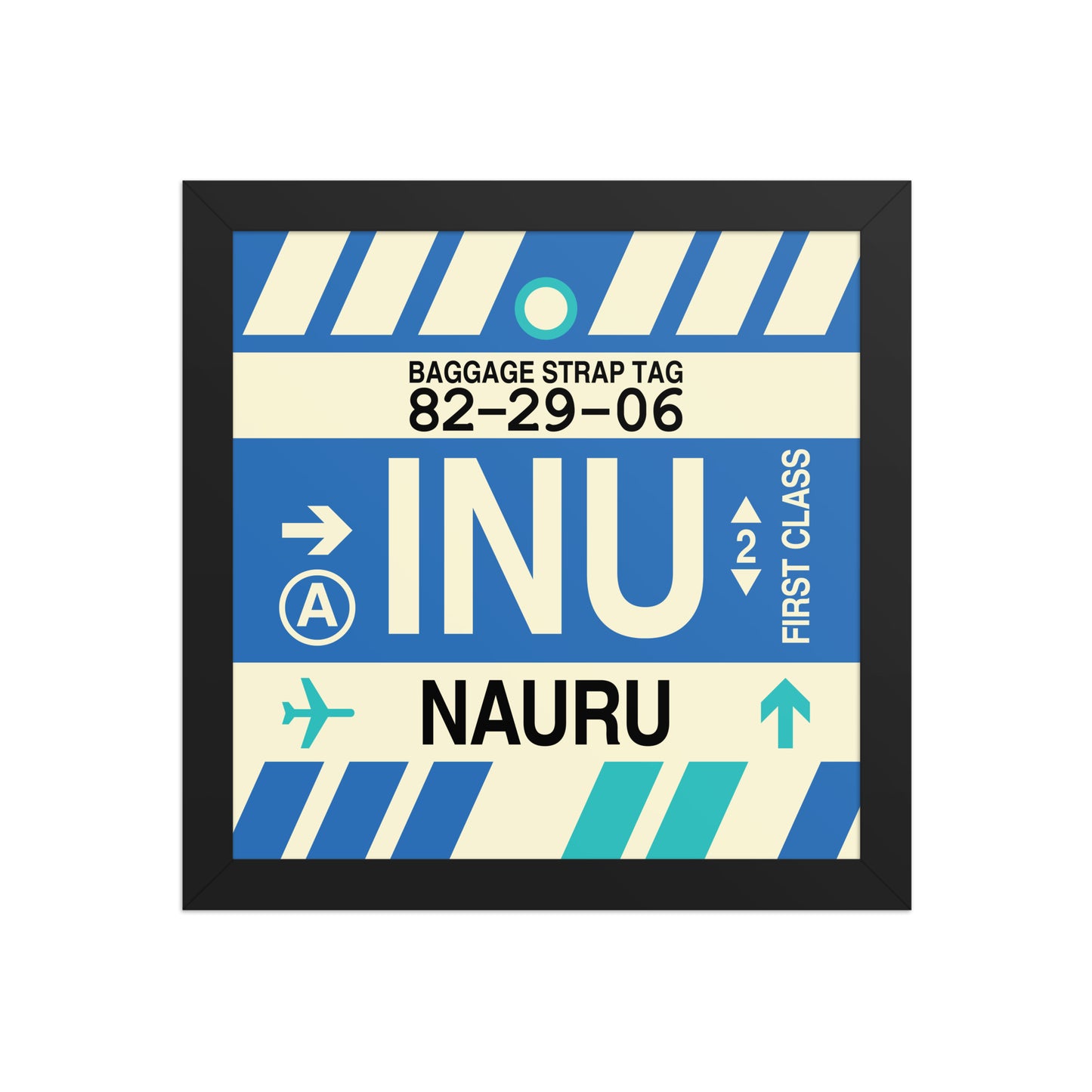 INU Nauru Framed Print • Jet Age Baggage Tag Design • YHM Designs - Image 02