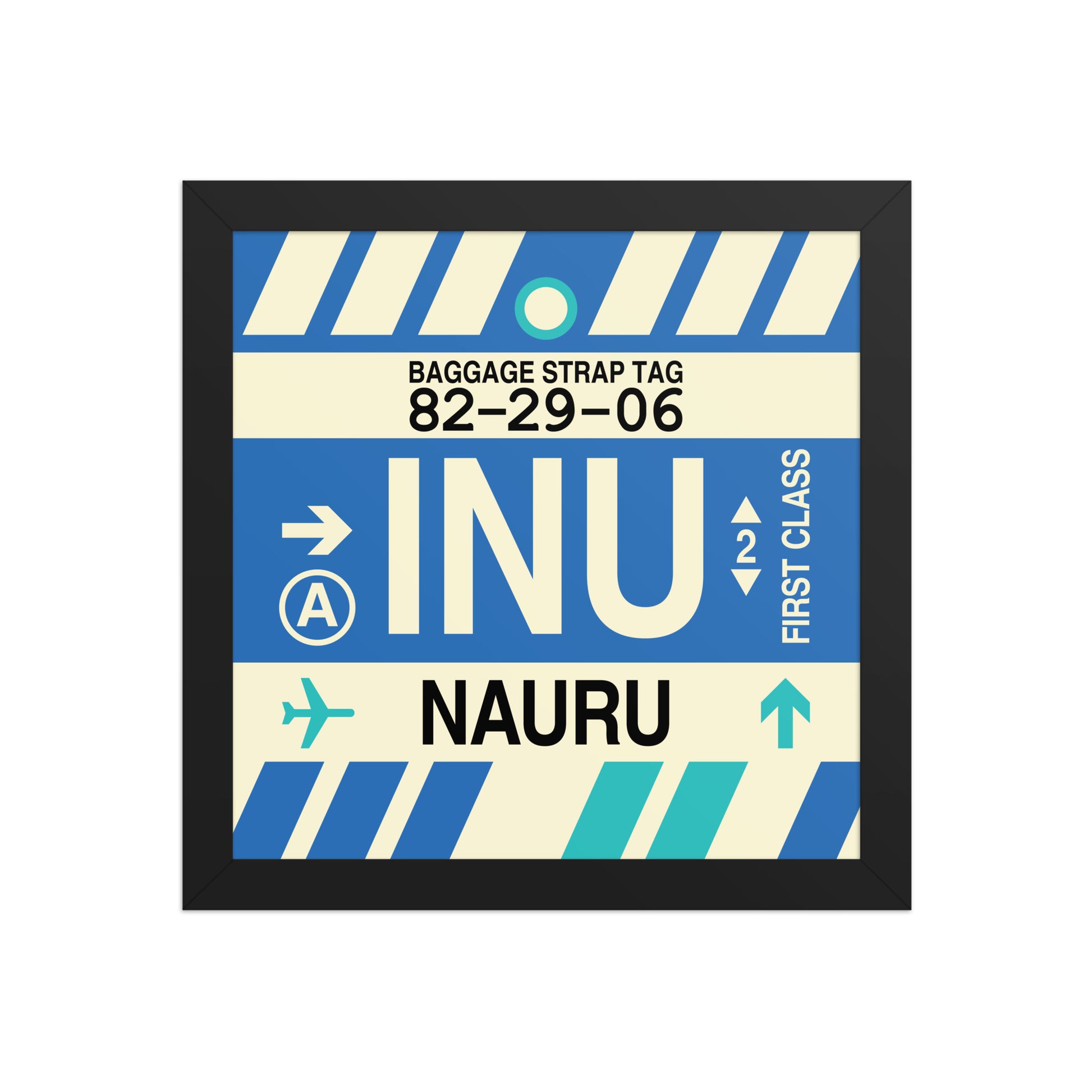 INU Nauru Framed Print • Jet Age Baggage Tag Design • YHM Designs - Image 02