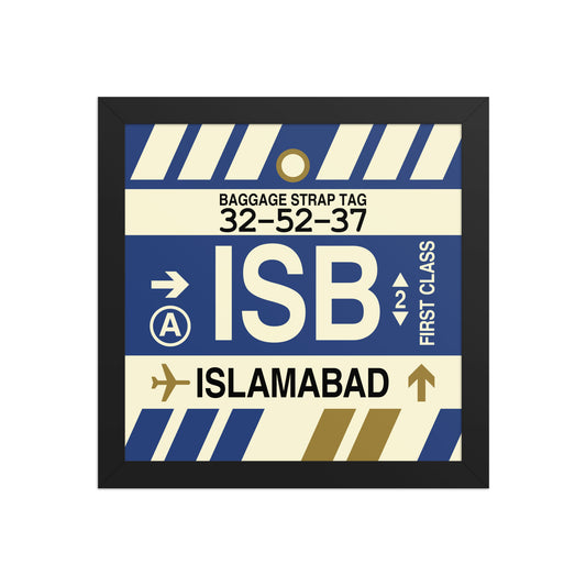 ISB Islamabad Framed Print • Jet Age Baggage Tag Design • YHM Designs - Image 02