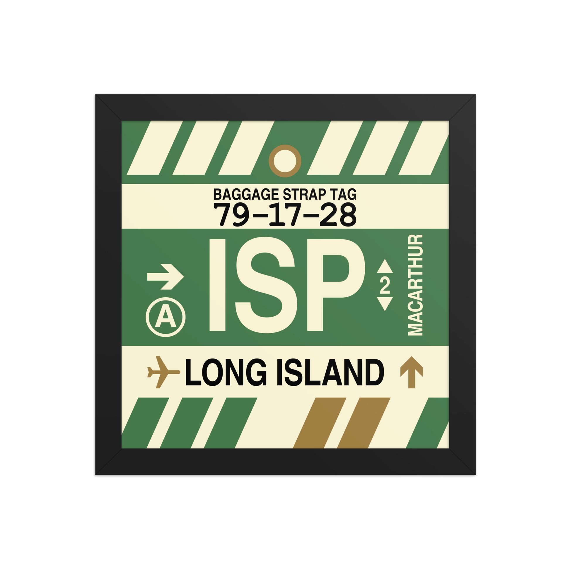 ISP Long Island Framed Print • Jet Age Baggage Tag Design • YHM Designs - Image 02
