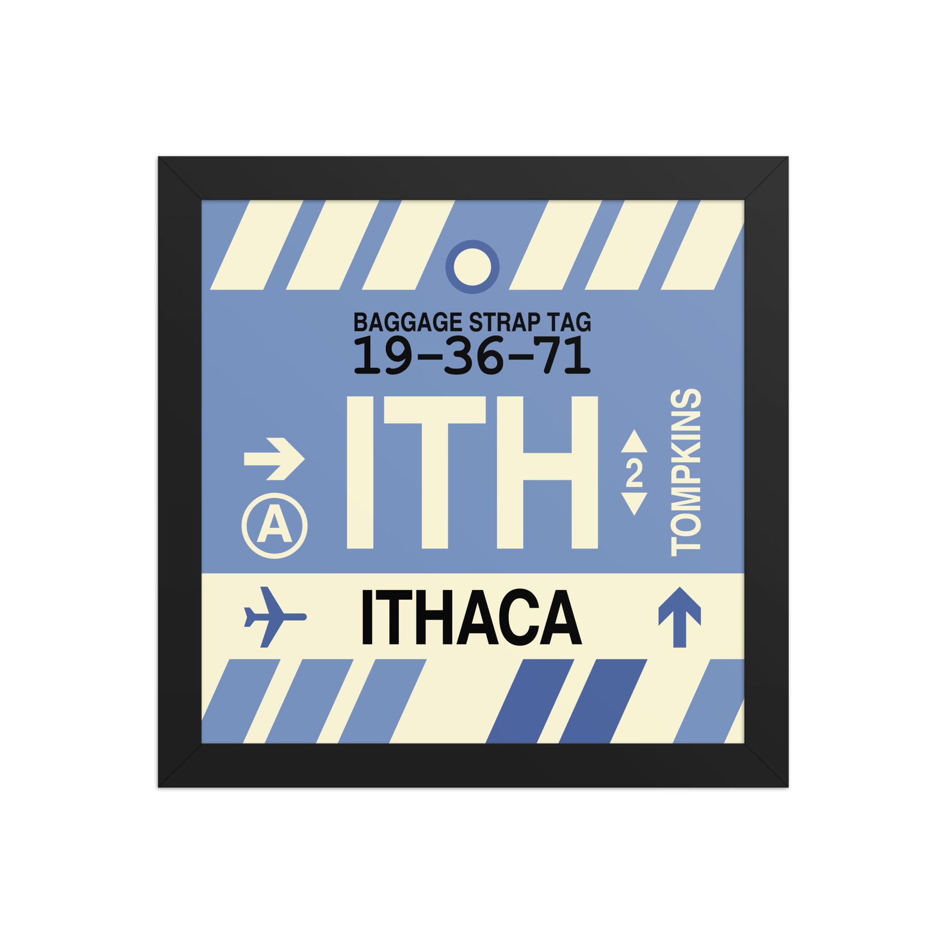 ITH Ithaca Framed Print • Jet Age Baggage Tag Design • YHM Designs - Image 02
