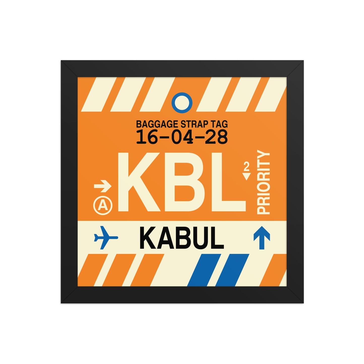 KBL Kabul Framed Print • Jet Age Baggage Tag Design • YHM Designs - Image 02