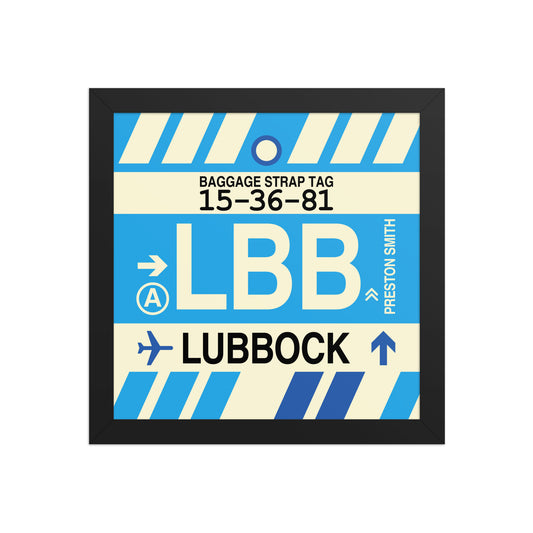 LBB Lubbock Framed Print • Jet Age Baggage Tag Design • YHM Designs - Image 02