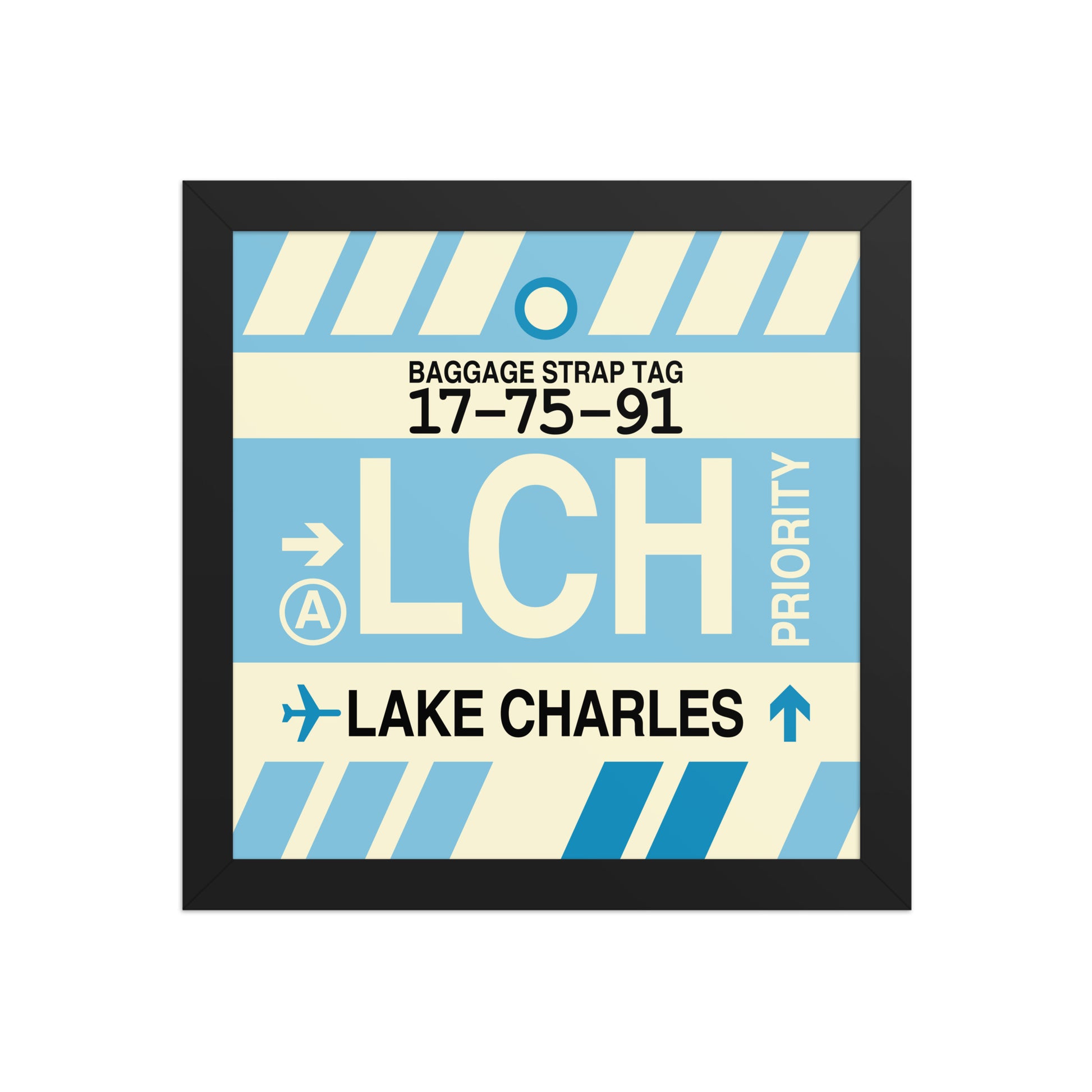 LCH Lake Charles Framed Print • Jet Age Baggage Tag Design • YHM Designs - Image 02