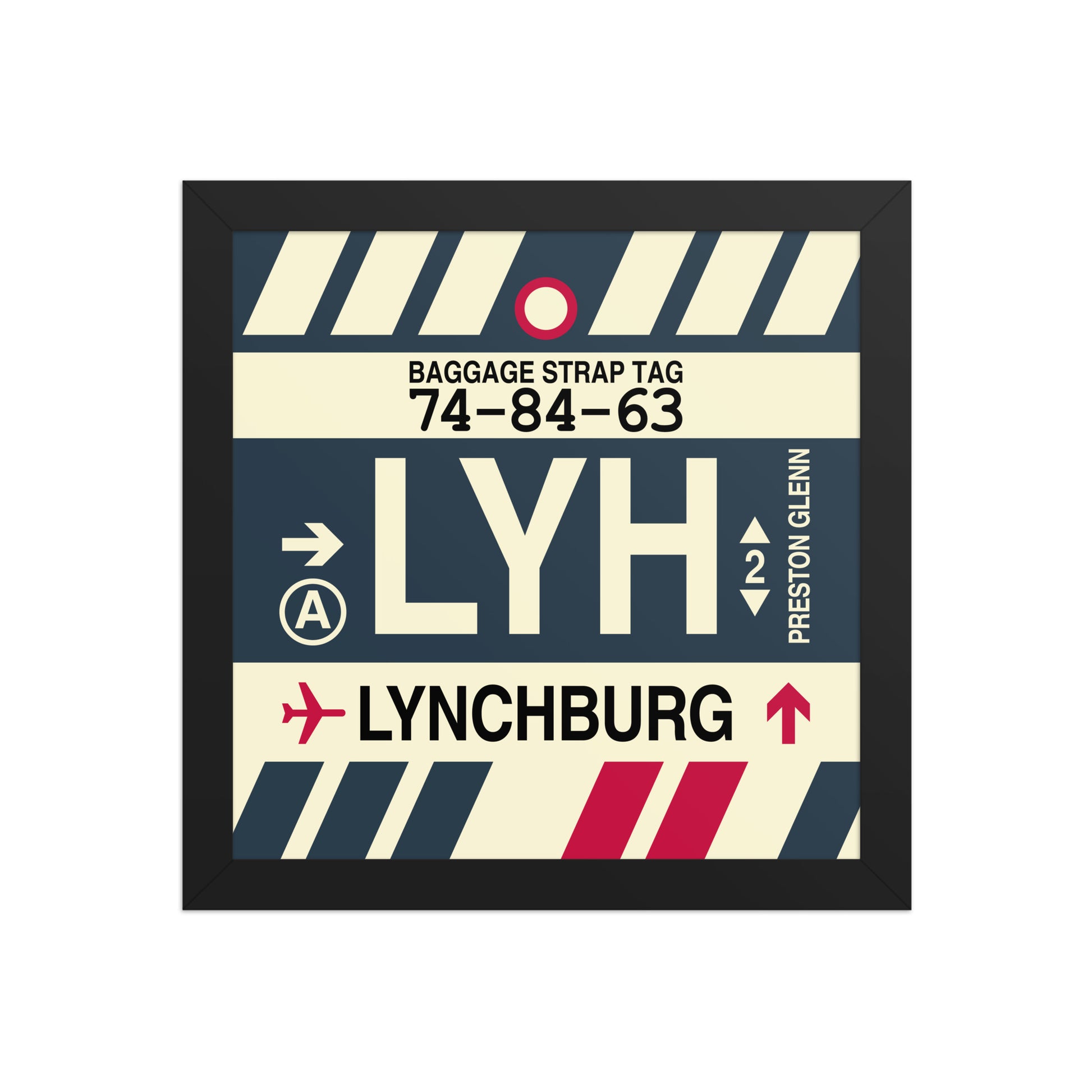 LYH Lynchburg Framed Print • Jet Age Baggage Tag Design • YHM Designs - Image 02