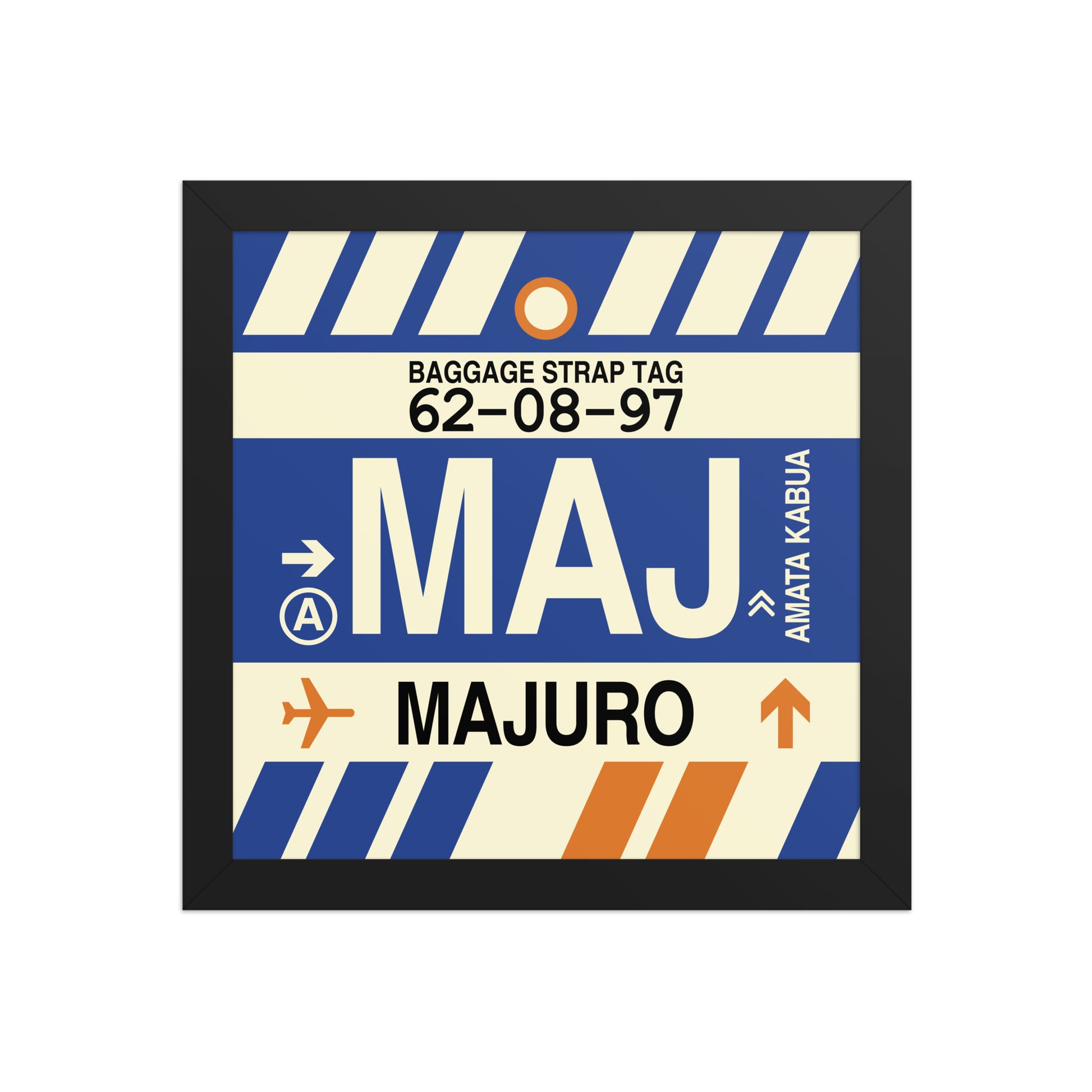 MAJ Majuro Framed Print • Jet Age Baggage Tag Design • YHM Designs - Image 02