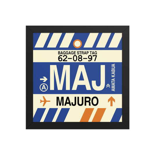MAJ Majuro Framed Print • Jet Age Baggage Tag Design • YHM Designs - Image 02