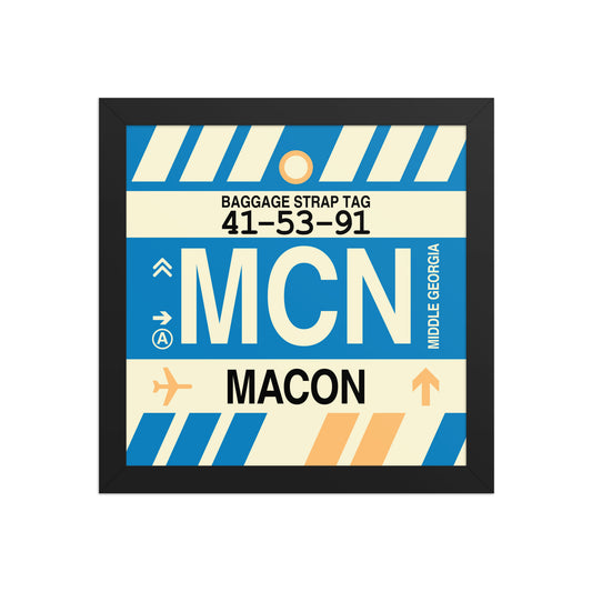 MCN Macon Framed Print • Jet Age Baggage Tag Design • YHM Designs - Image 02