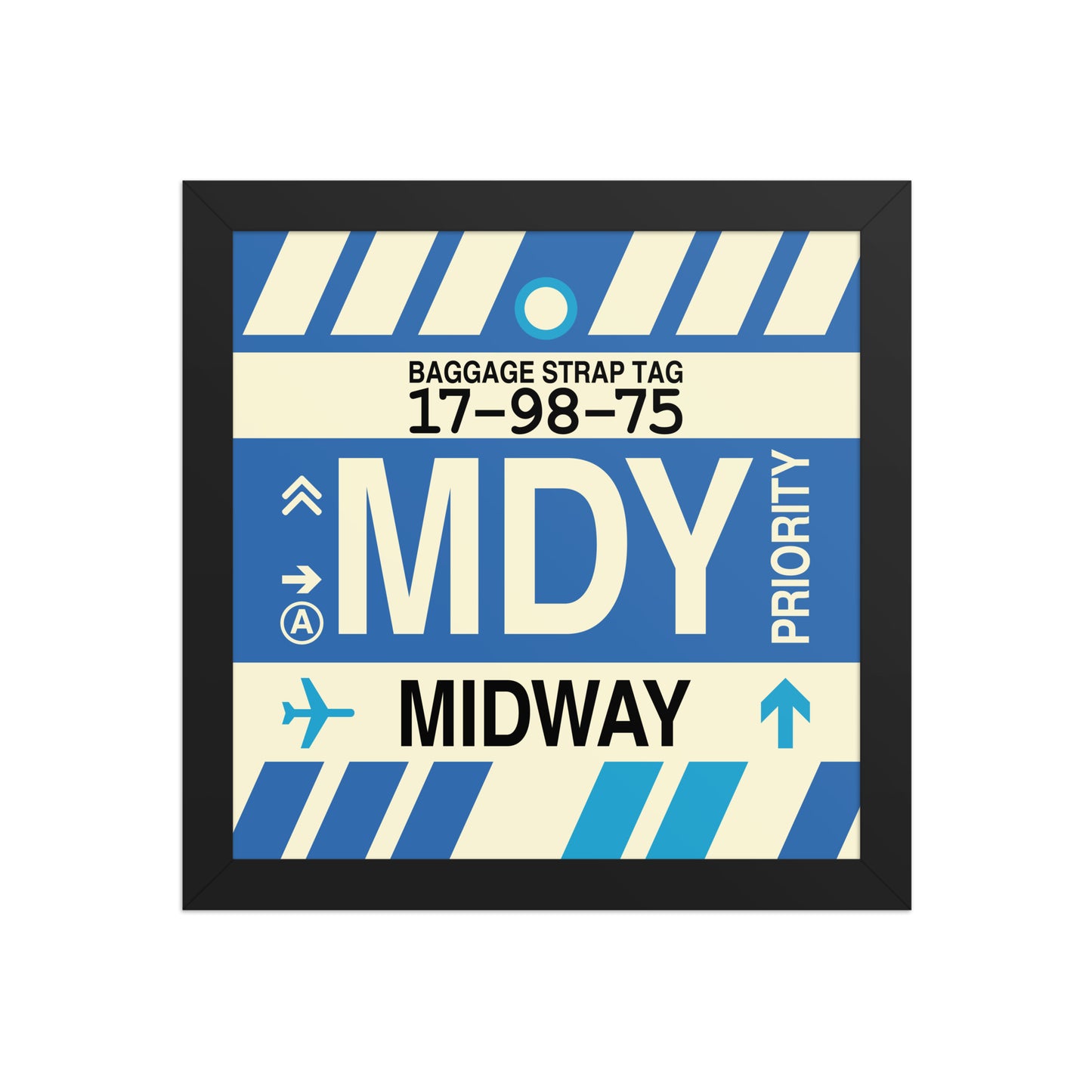 MDY Midway Framed Print • Jet Age Baggage Tag Design • YHM Designs - Image 02