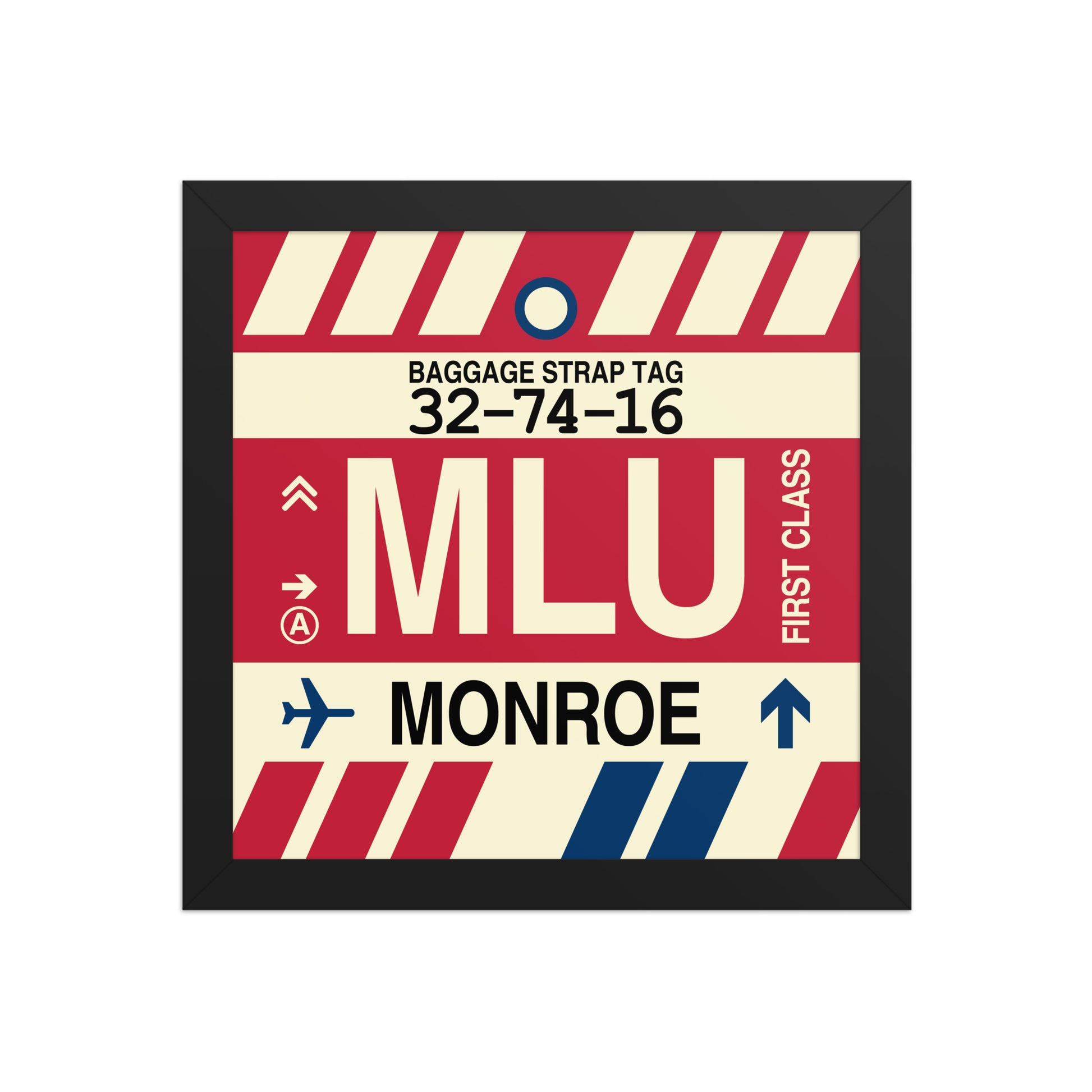 MLU Monroe Framed Print • Jet Age Baggage Tag Design • YHM Designs - Image 02