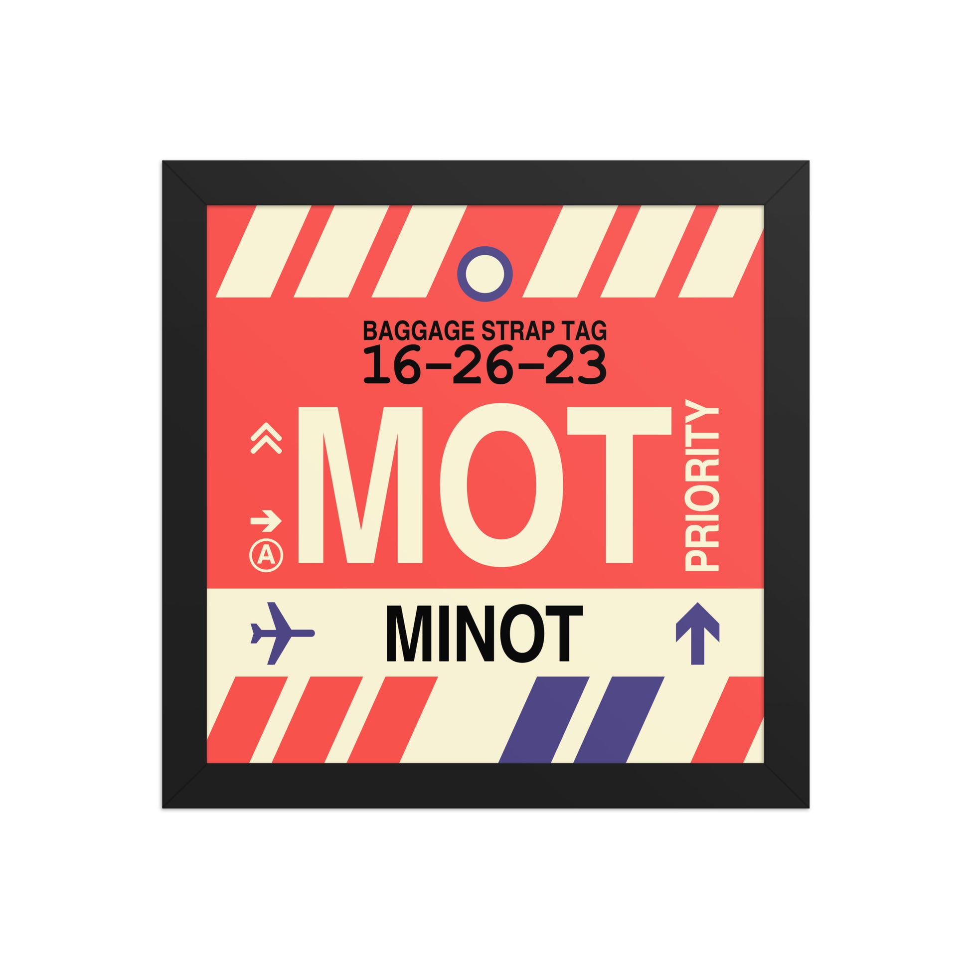 MOT Minot Framed Print • Jet Age Baggage Tag Design • YHM Designs - Image 02
