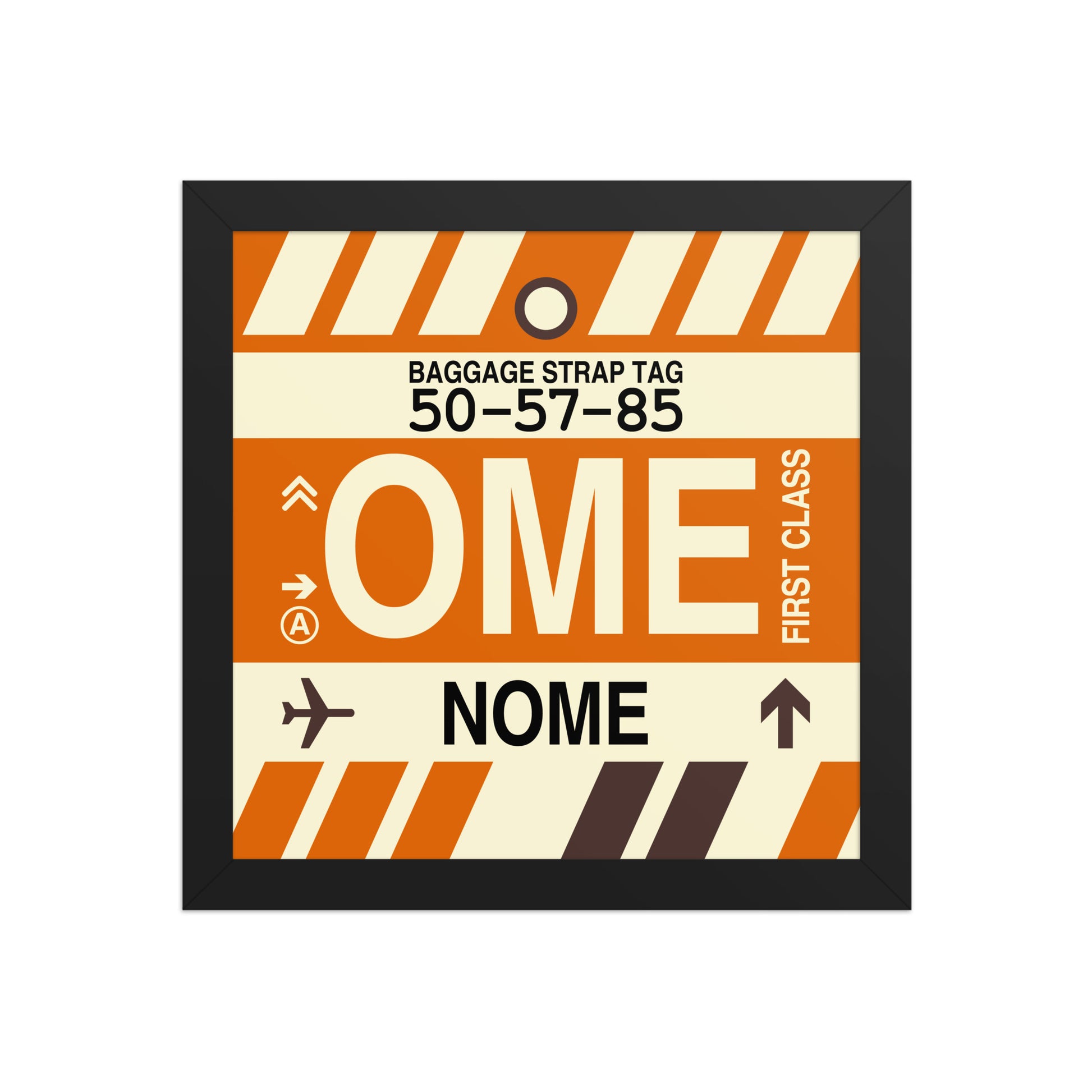 OME Nome Framed Print • Jet Age Baggage Tag Design • YHM Designs - Image 02