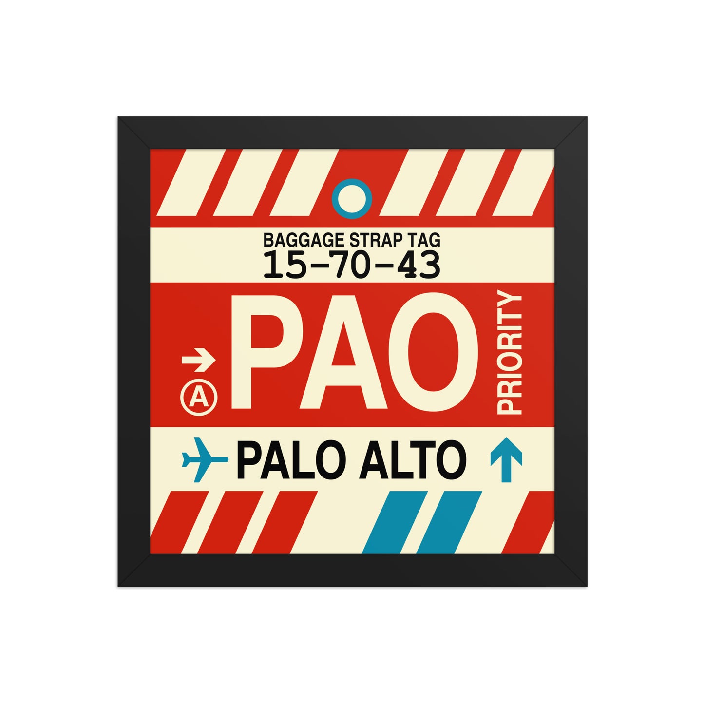 PAO Palo Alto Framed Print • Jet Age Baggage Tag Design • YHM Designs - Image 02