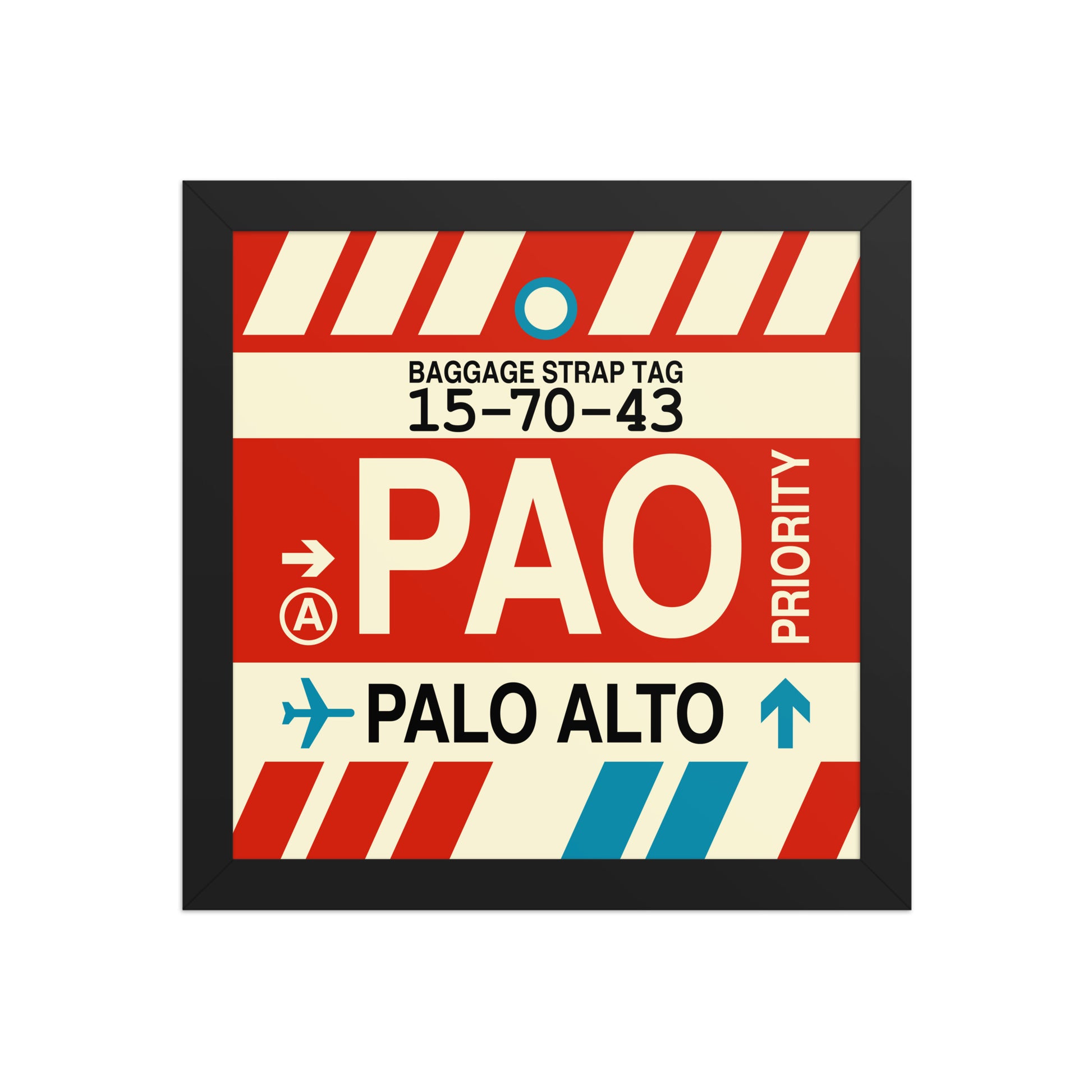 PAO Palo Alto Framed Print • Jet Age Baggage Tag Design • YHM Designs - Image 02