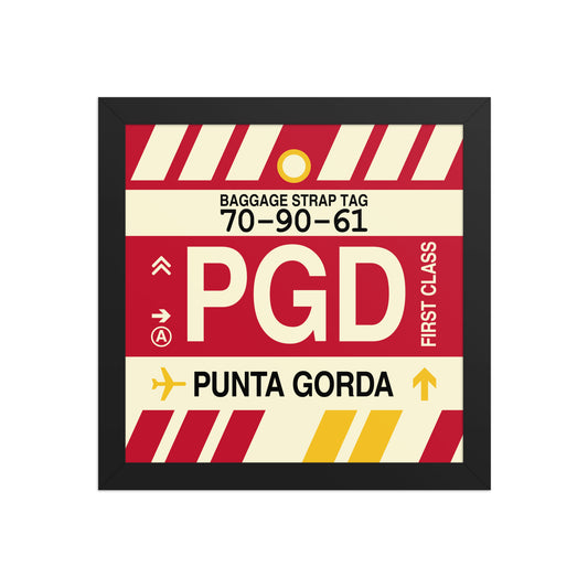 PGD Punta Gorda Framed Print • Jet Age Baggage Tag Design • YHM Designs - Image 02