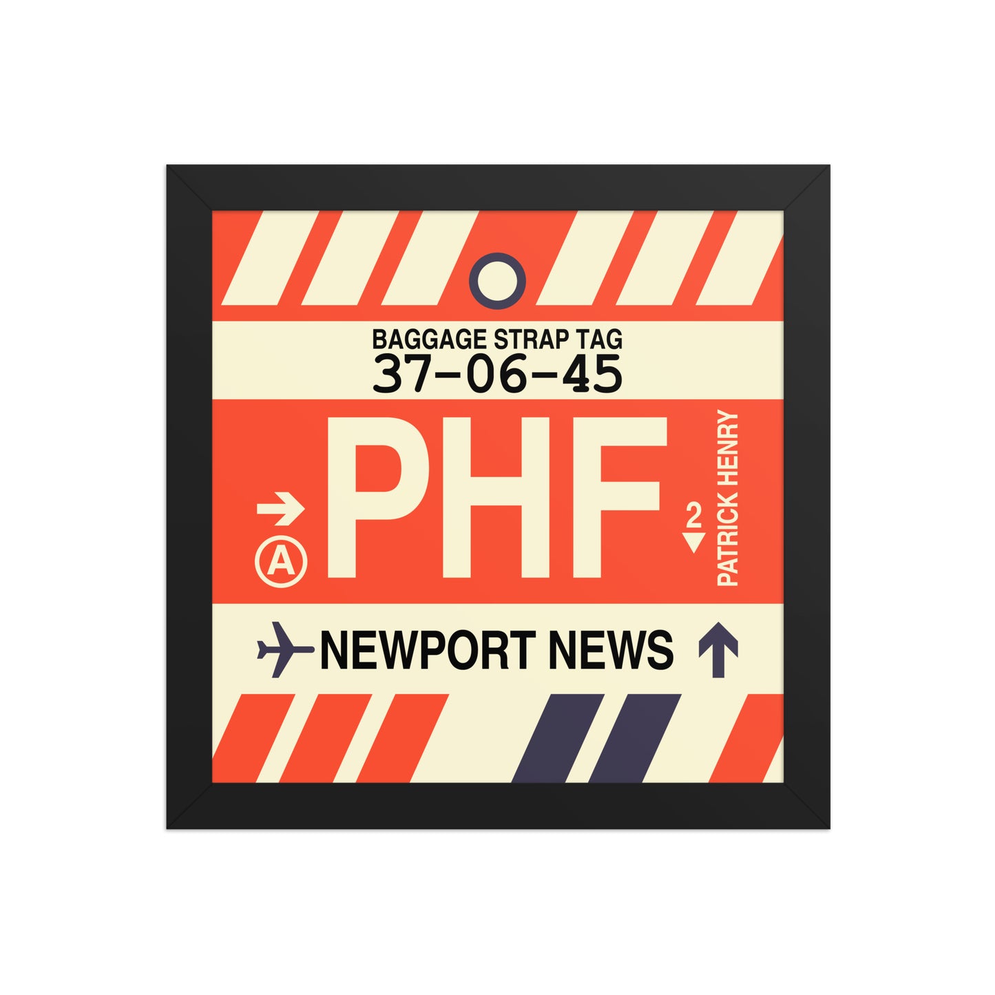 PHF Newport News Framed Print • Jet Age Baggage Tag Design • YHM Designs - Image 02