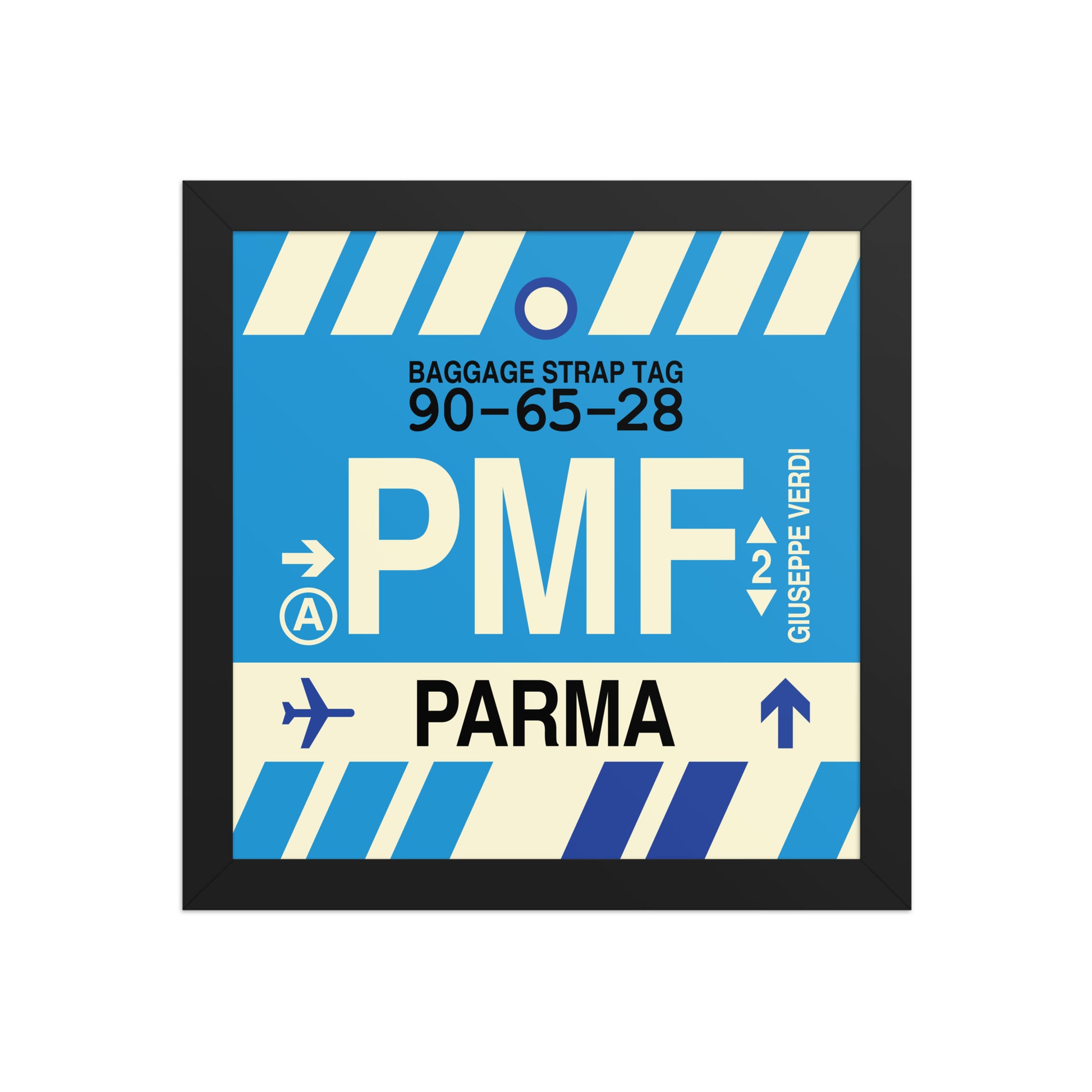 PMF Parma Framed Print • Jet Age Baggage Tag Design • YHM Designs - Image 02