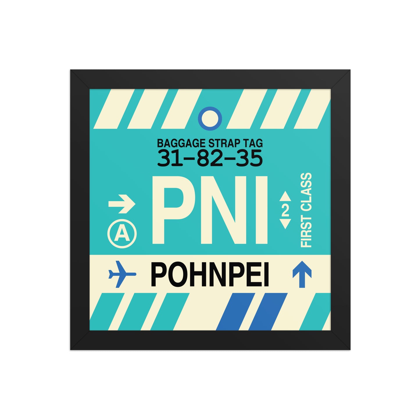 PNI Pohnpei Framed Print • Jet Age Baggage Tag Design • YHM Designs - Image 02