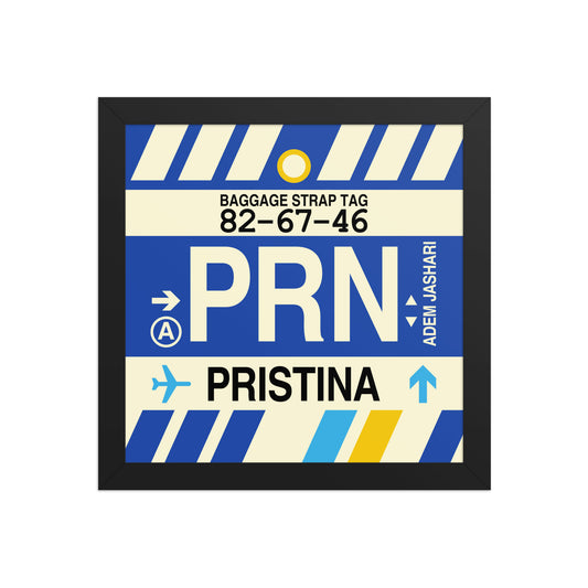 PRN Pristina Framed Print • Jet Age Baggage Tag Design • YHM Designs - Image 02