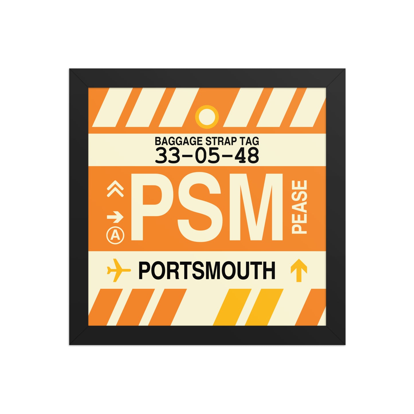 PSM Portsmouth Framed Print • Jet Age Baggage Tag Design • YHM Designs - Image 02