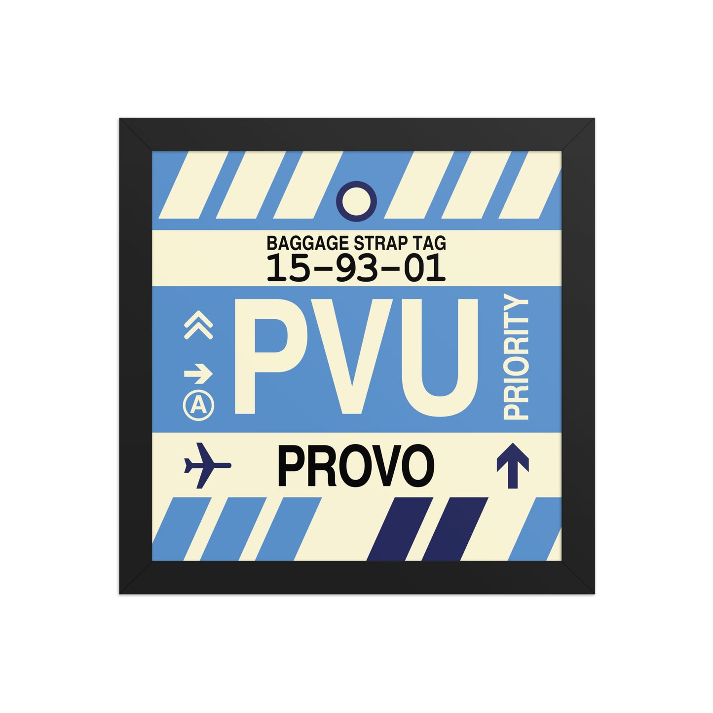 PVU Provo Framed Print • Jet Age Baggage Tag Design • YHM Designs - Image 02