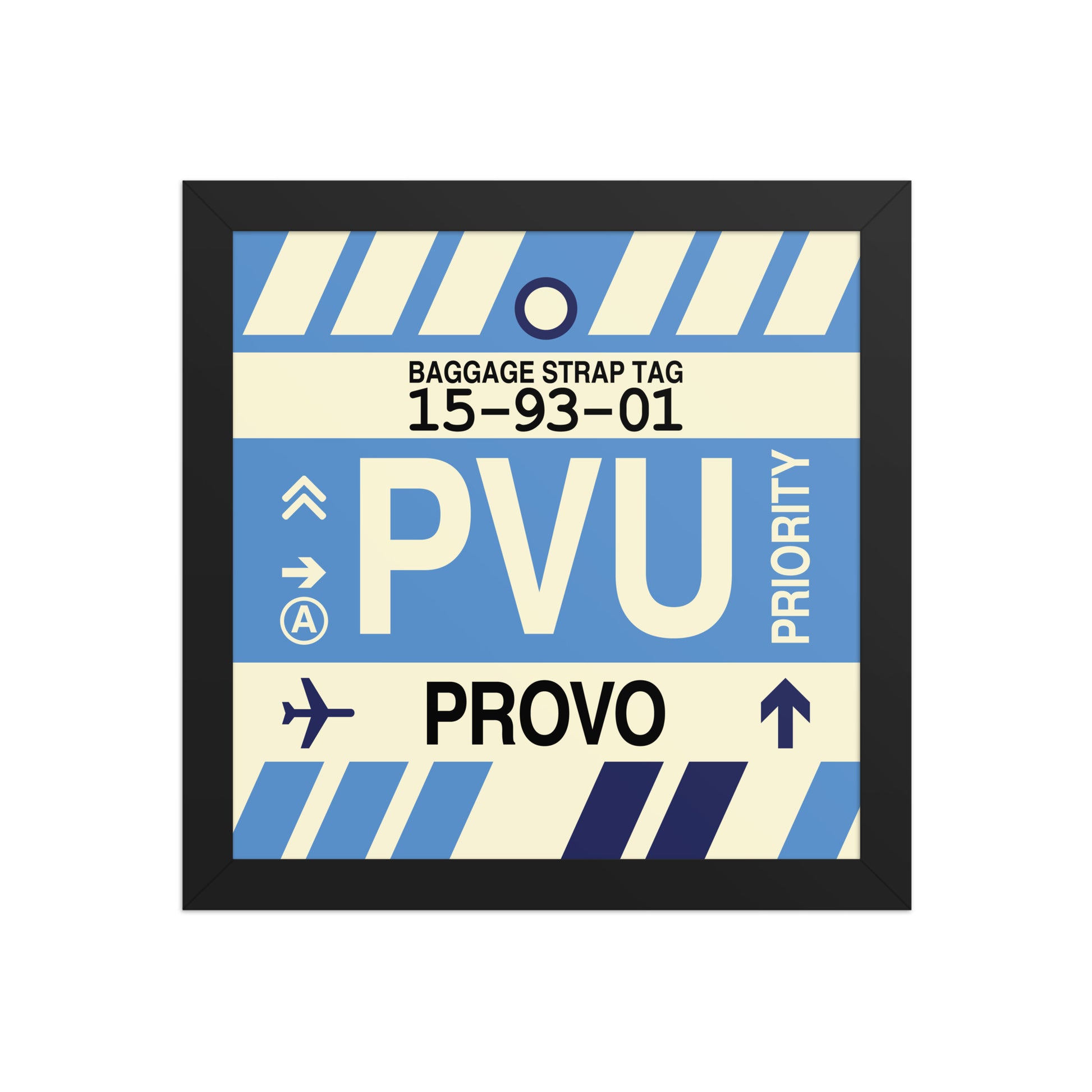 PVU Provo Framed Print • Jet Age Baggage Tag Design • YHM Designs - Image 02