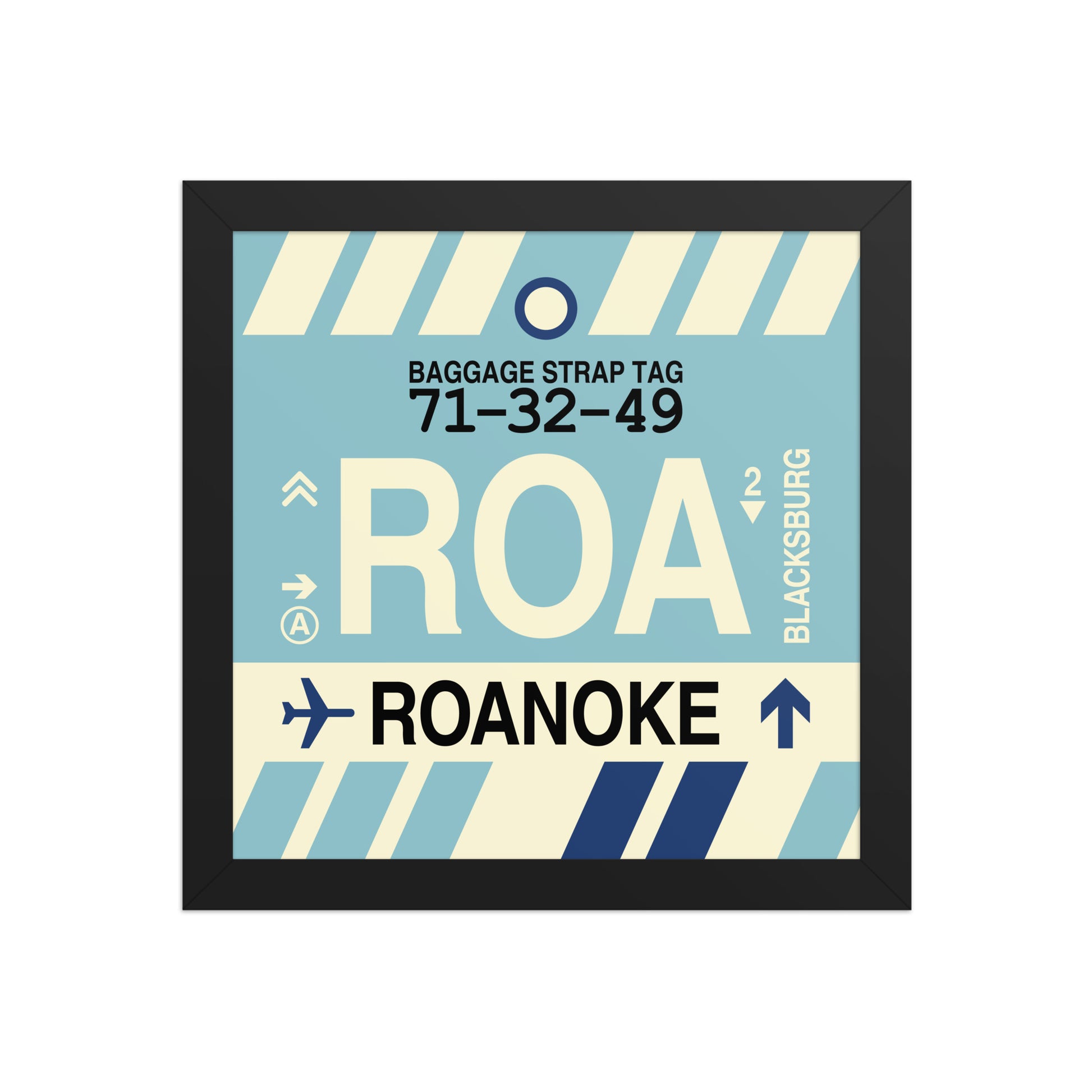 ROA Roanoke Framed Print • Jet Age Baggage Tag Design • YHM Designs - Image 02