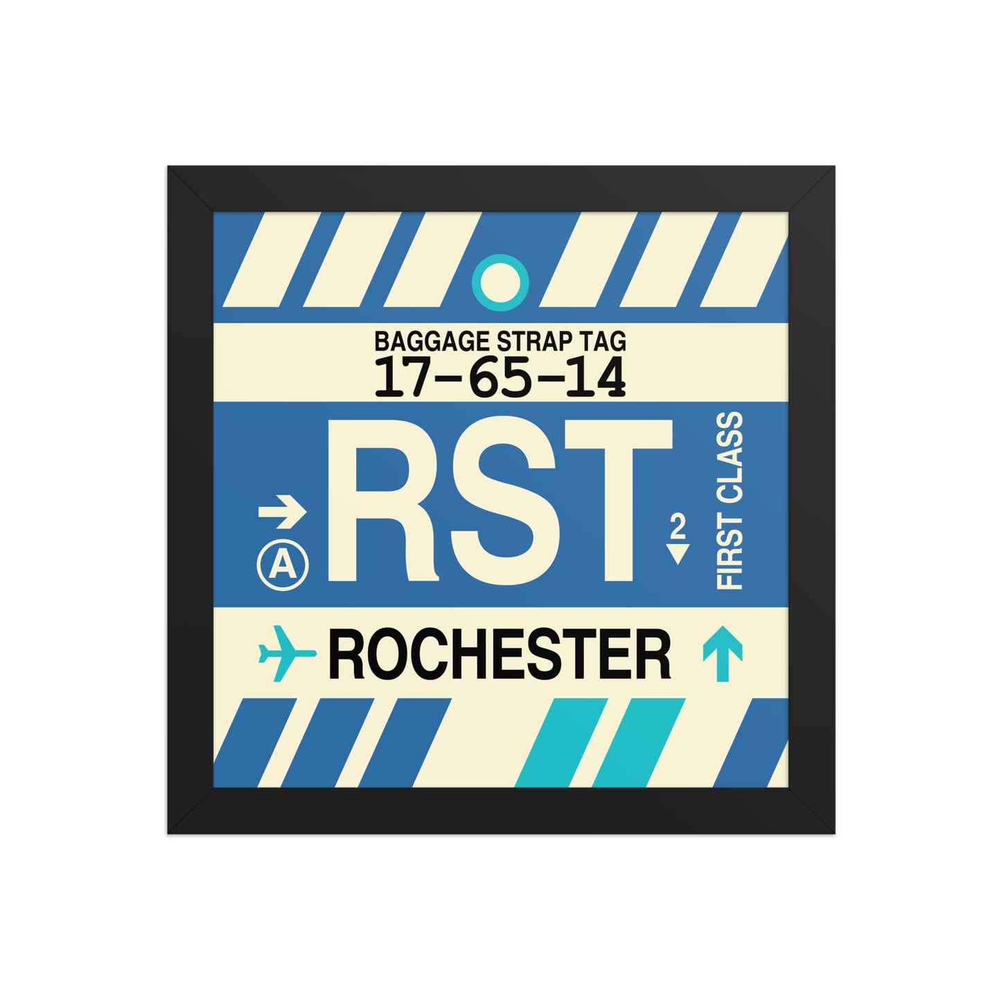 RST Rochester Framed Print • Jet Age Baggage Tag Design • YHM Designs - Image 02