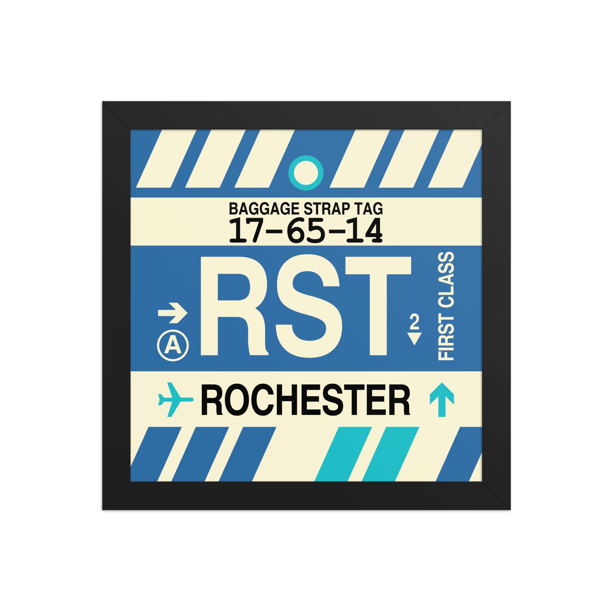 RST Rochester Framed Print • Jet Age Baggage Tag Design • YHM Designs - Image 02