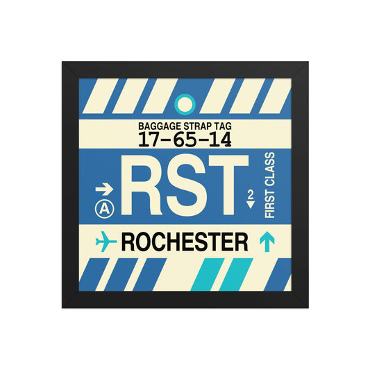 RST Rochester Framed Print • Jet Age Baggage Tag Design • YHM Designs - Image 02