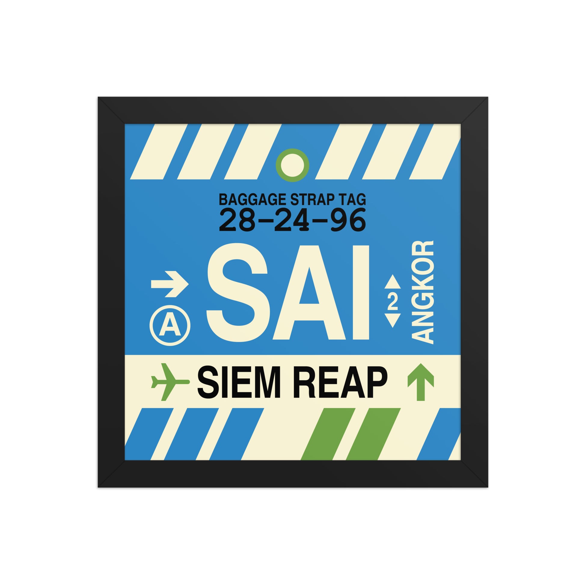SAI Siem Reap-Angkor Framed Print • Jet Age Baggage Tag Design • YHM Designs - Image 02