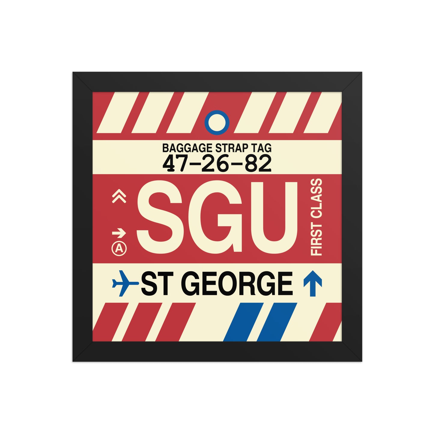 SGU St. George Framed Print • Jet Age Baggage Tag Design • YHM Designs - Image 02