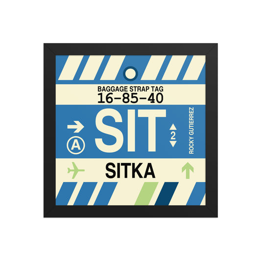 SIT Sitka Framed Print • Jet Age Baggage Tag Design • YHM Designs - Image 02